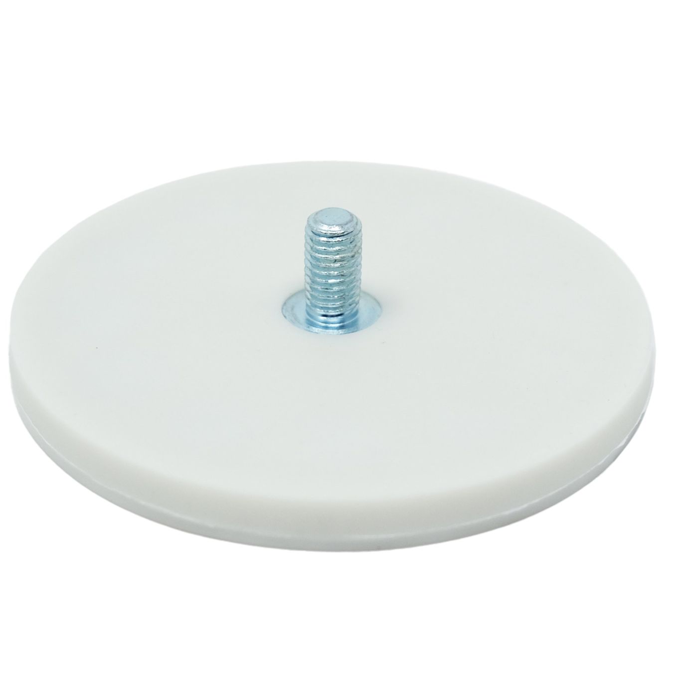 88mm Durchmesser x 8mm dick, gummibeschichteter POS-Magnet mit M8 x 15mm Außengewinde