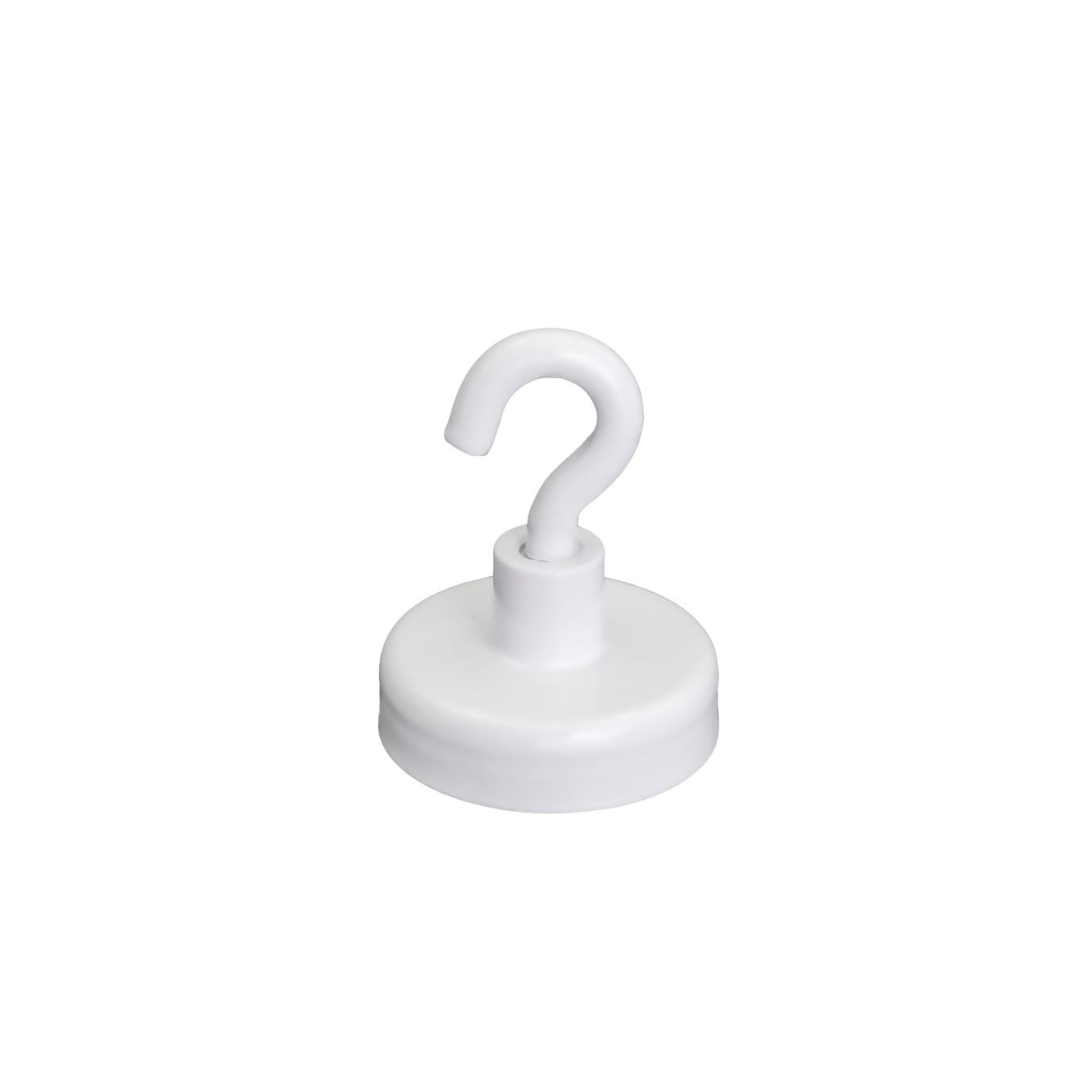 Weiß lackierter Ferrit-Klemmmagnet mit 25mm Durchmesser und M4-Haken – 4kg Zugkraft