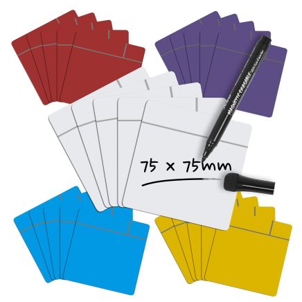 MagFlex® Scrumboard-Magnet 75 x 75 x 0,85 mm – glänzende, trocken abwischbare Oberfläche (sortiert)
