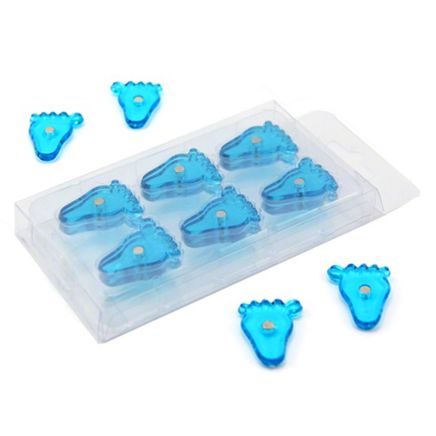 Blauer Magnet in Form von Babyfüßen (22mm Durchmesser x 4mm Höhe (unbeschriftete Packung))