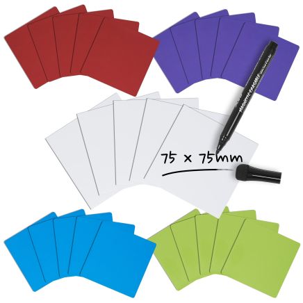 MagFlex® 75 x 75 x 0,85 mm flexible Magnetfolie – glänzende, trocken abwischbare Oberfläche (sortiert)