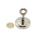 Neodym-Klemmmagnet mit 48mm Durchmesser und M8-Haken oder Ringschraube – 95kg Zugkraft