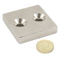 50 x 50 x 10mm dicker x 8.5mm c / s N42 Neodym-Magnet - 50kg Zugkraft