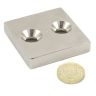 50 x 50 x 10mm dicker x 8.5mm c / s N42 Neodym-Magnet - 50kg Zugkraft