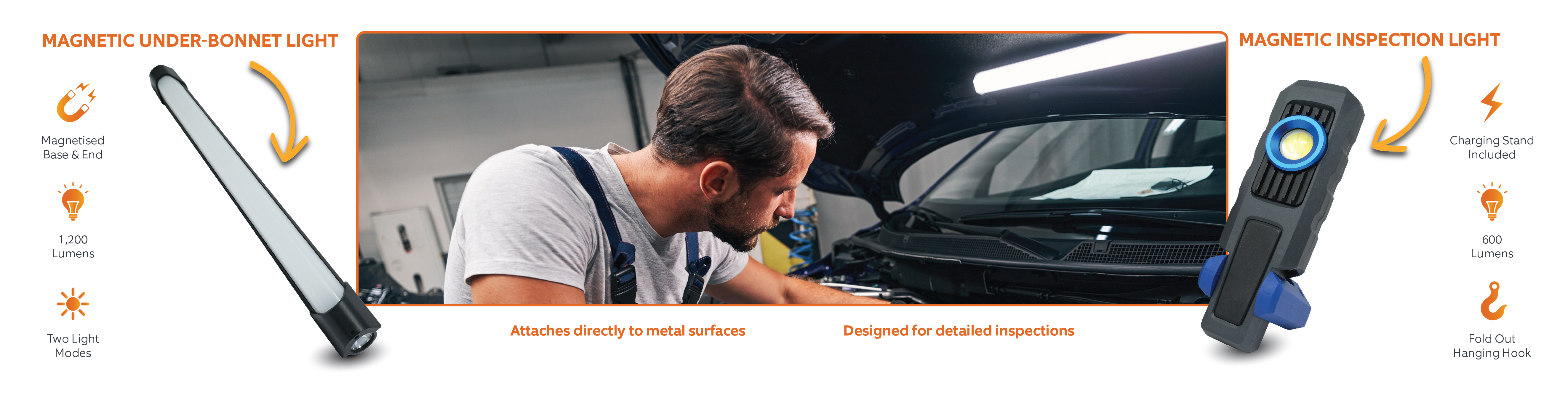 Work light comparison showing two lighting options