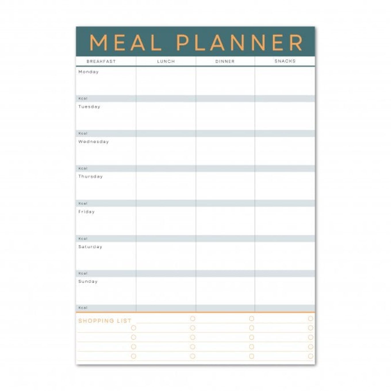 52 Sheet A5 Magnetic Weekly Meal Planner Notepad - Green