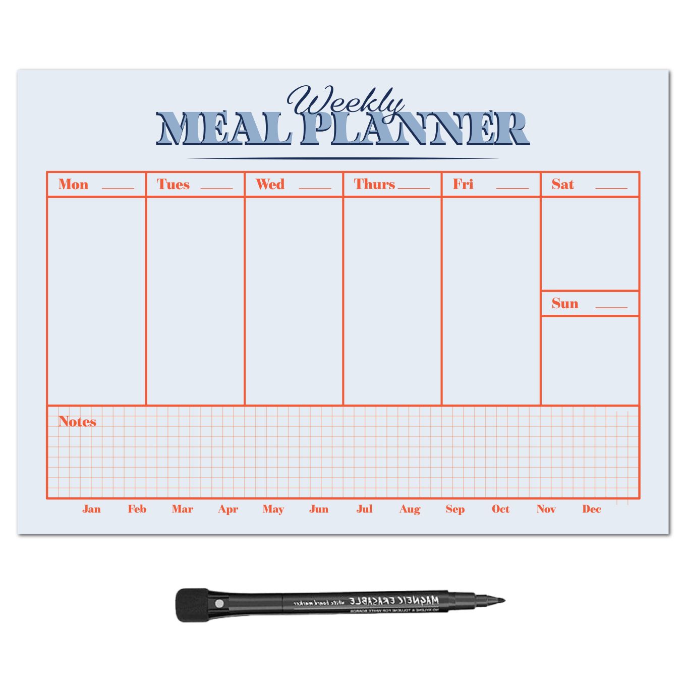 MagFlex® A4 Diner Weekly Meal Planner Refrigerator Magnet - Flexible Magnetic Sheet