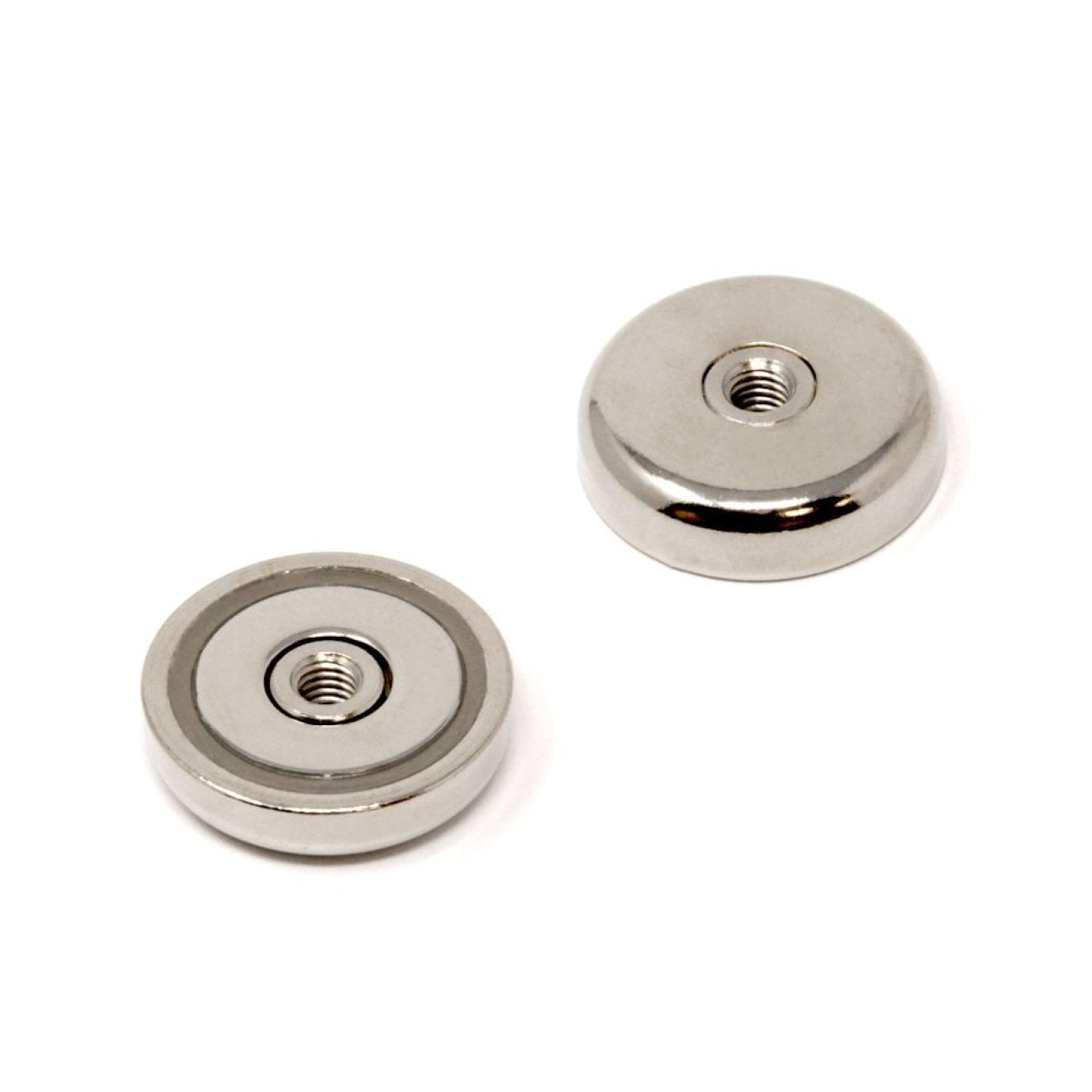 N42 Neodymium Pot Magnet with M6 Internal Thread - 1-3/8 in. dia x 5/16 in. thick - 66.15lbs Pull