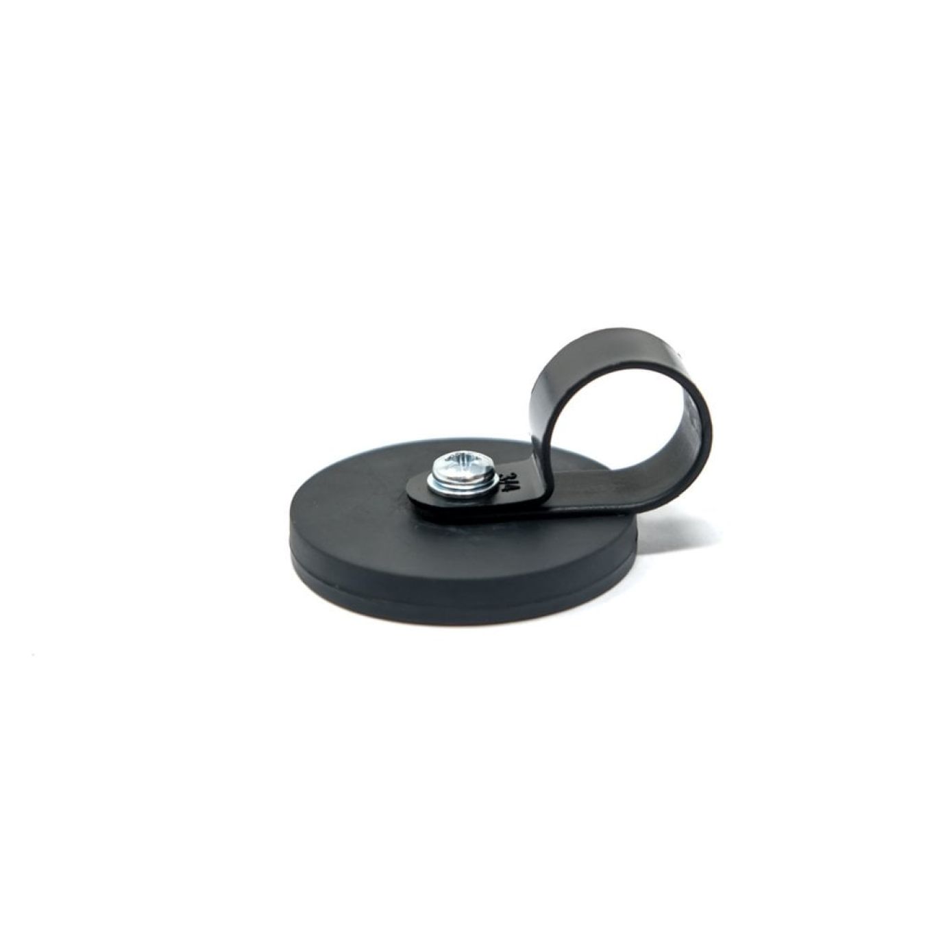Rubber Coated Cable Holding Magnet - 1.7 in. dia x 1/4 in. high with 3/4 in. Cable Clip - 17.6lbs Pull