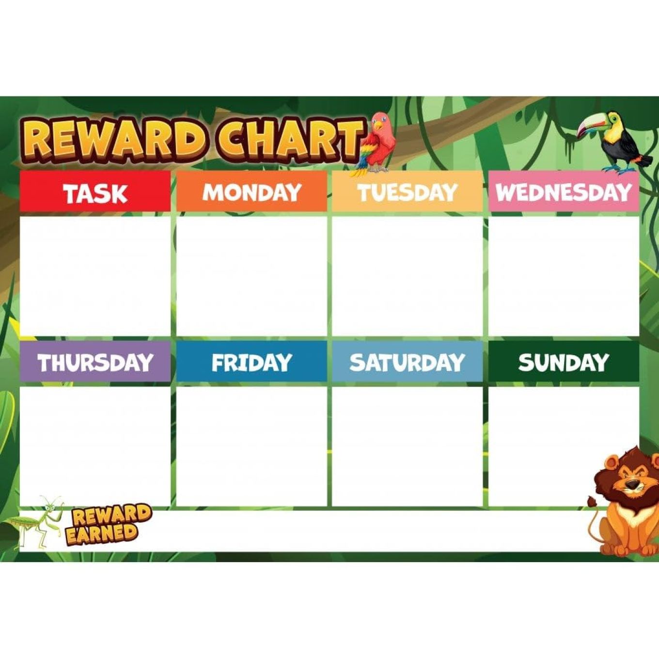 MagFlex® A3 Magnetic Jungle Reward Chart with Colourful Star Magnets - Flexible Magnetic Sheet