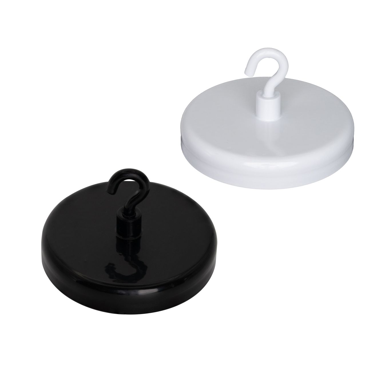 Ceramic White Painted Clamping Magnet with M4 Hook - 2-1/4 in. dia - 55.13lbs Pull