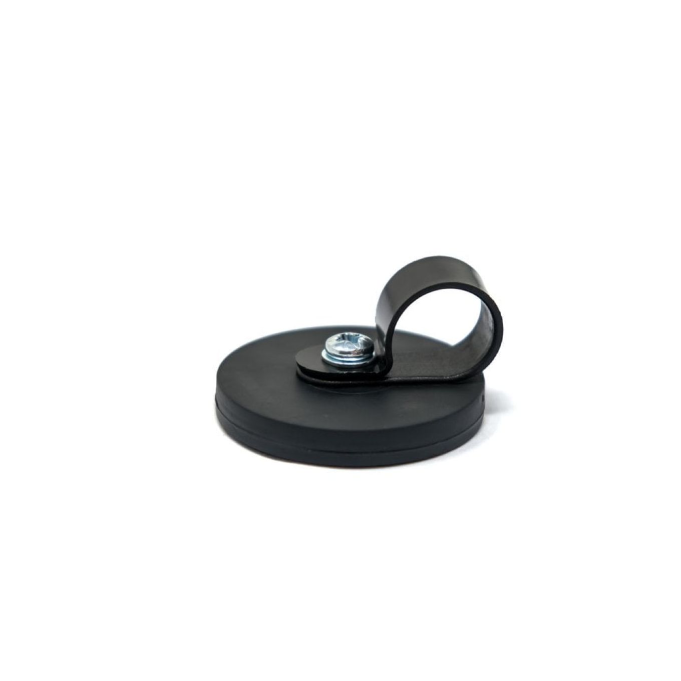 Rubber Coated Cable Holding Magnet - 1.7 in. dia x 1/4 in. high with 5/8 in. Cable Clip - 17.6lbs Pull