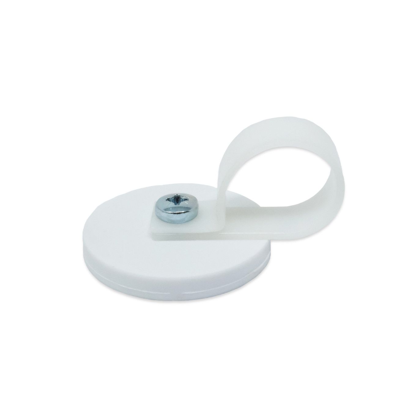 Rubber Coated Cable Holding Magnet - 7/8 in. dia x 1/4 in. high with 1/2 in. Cable Clip - 9.5lbs Pull