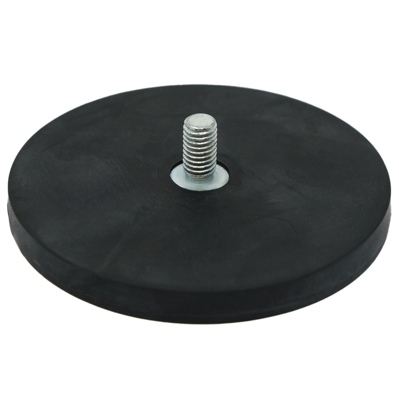 Rubber Coated POS Magnet c/w M8 x 5/8 in. External Thread - 3-3/8 in. dia x 1/3 in. thick