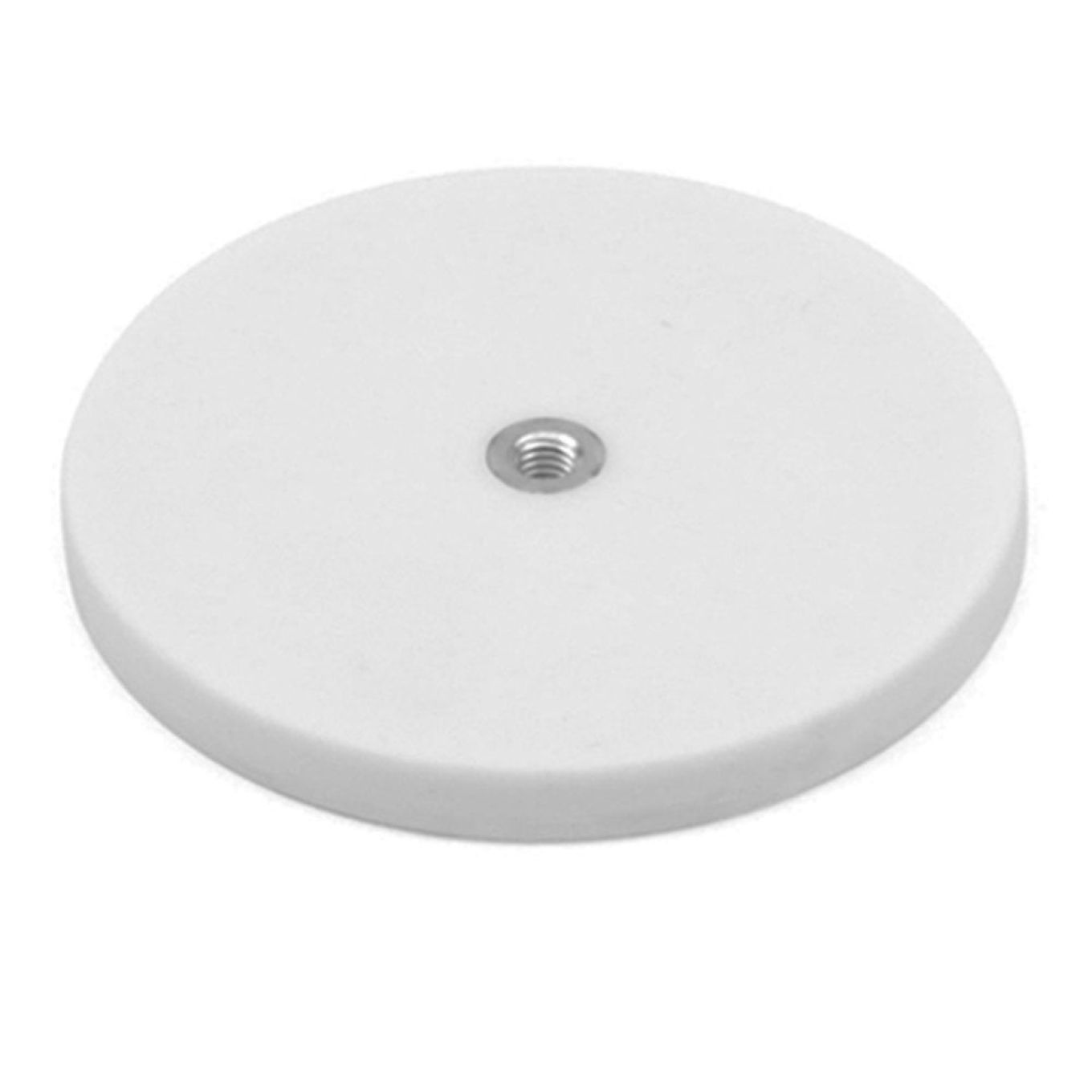Rubber Coated POS Magnet c/w M6 Boss Thread (Flush x 1/3 in. deep) - 2-9/16 in. dia x 1/3 in. high - 44.1lbs Pull