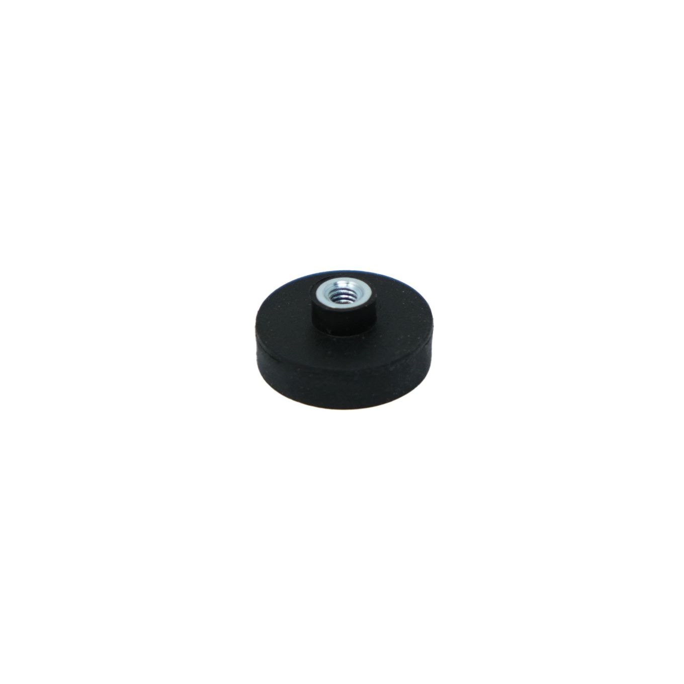 Rubber Coated POS Magnet Countersunk with M4 Boss Thread - 7/8 in. dia x 1/4 in. high - Black - 11.02lbs Pull