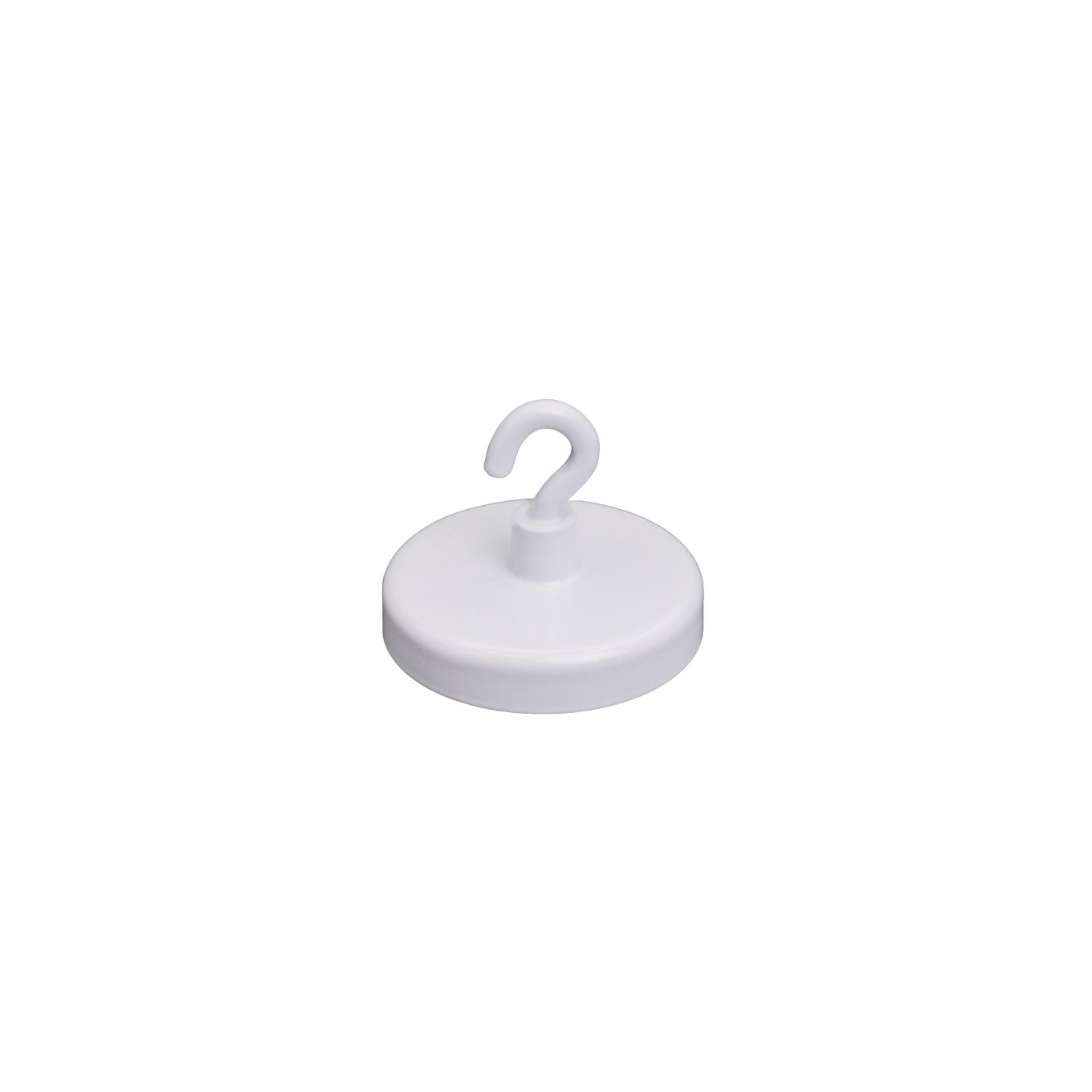 Ceramic White Painted Clamping Magnet with M4 Hook - 1-9/16 in. dia - 22.49lbs Pull