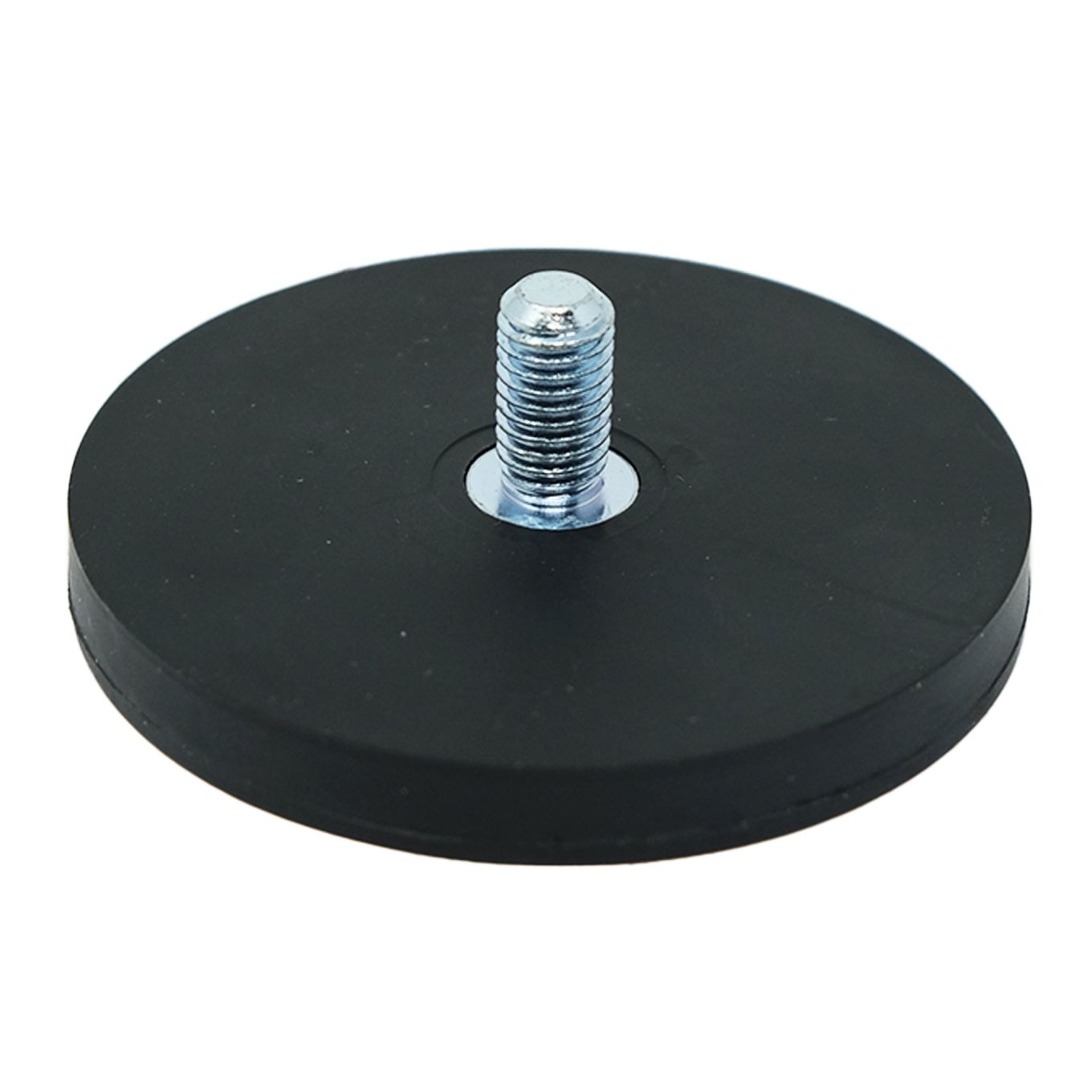 Black Rubber Coated POS Magnet c/w M8 x 5/8 in. External Thread - 2-9/16 in. dia x 1/3 in. thick
