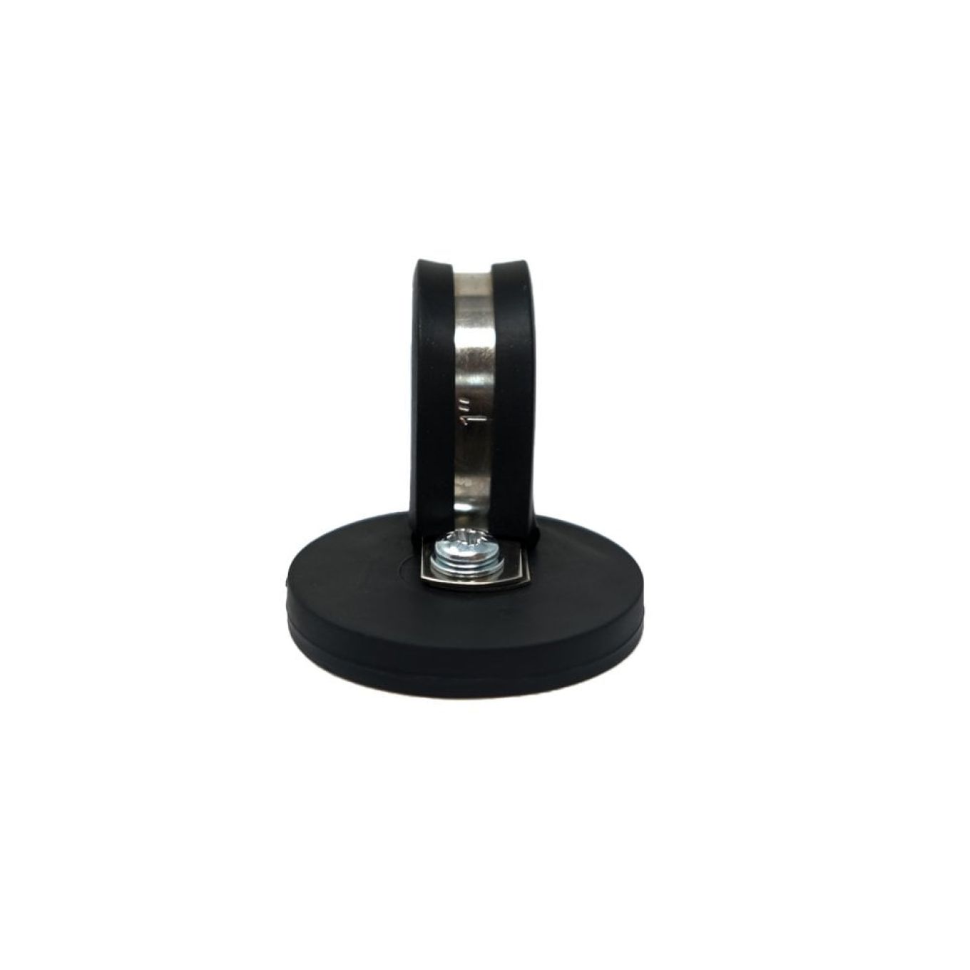 Rubber Coated Cable Holding Magnet - 1.7 in. dia x 1/4 in. high with 1 in. Rubber Clamp - 17.6lbs Pull