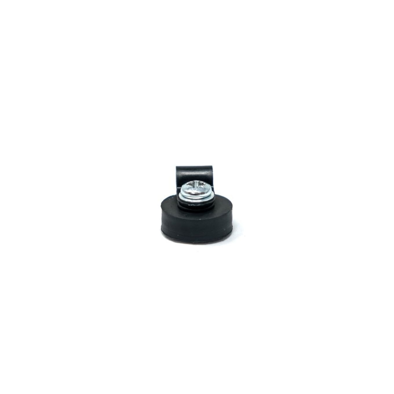 Rubber Coated Cable Holding Magnet - 11/16 in. dia x 1/4 in. high with 3/16 in. Cable Clip - 3.5lbs Pull