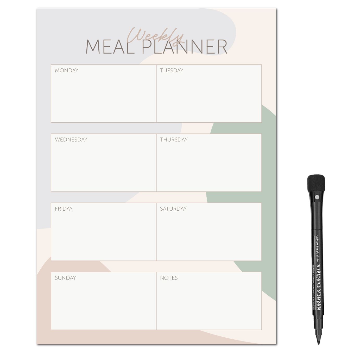 MagFlex® A4 Pastels Weekly Meal Planner Refrigerator Magnet - Flexible Magnetic Sheet