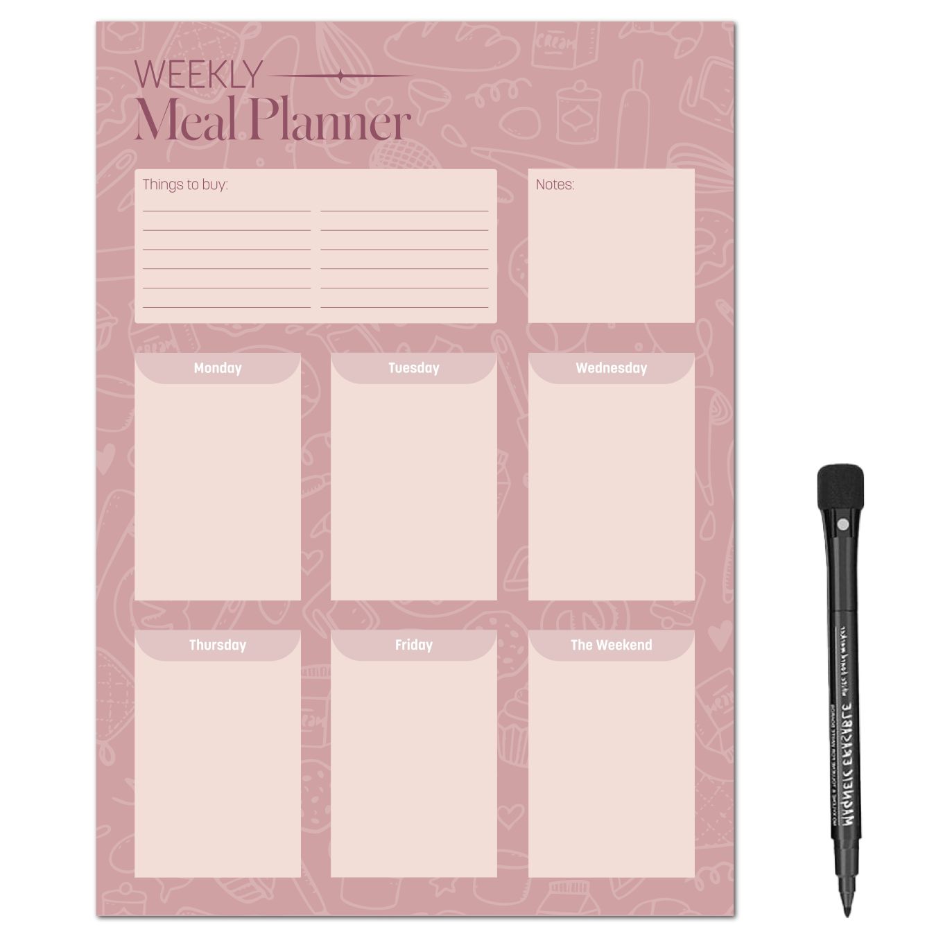 MagFlex® A4 Kitchen Weekly Meal Planner Refrigerator Magnet - Flexible Magnetic Sheet