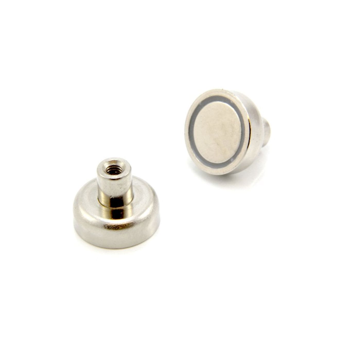 N42 Neodymium Pot Magnet with M4 Thread - 13/16 in. dia x 19/32 in. tall - 40.35lbs Pull