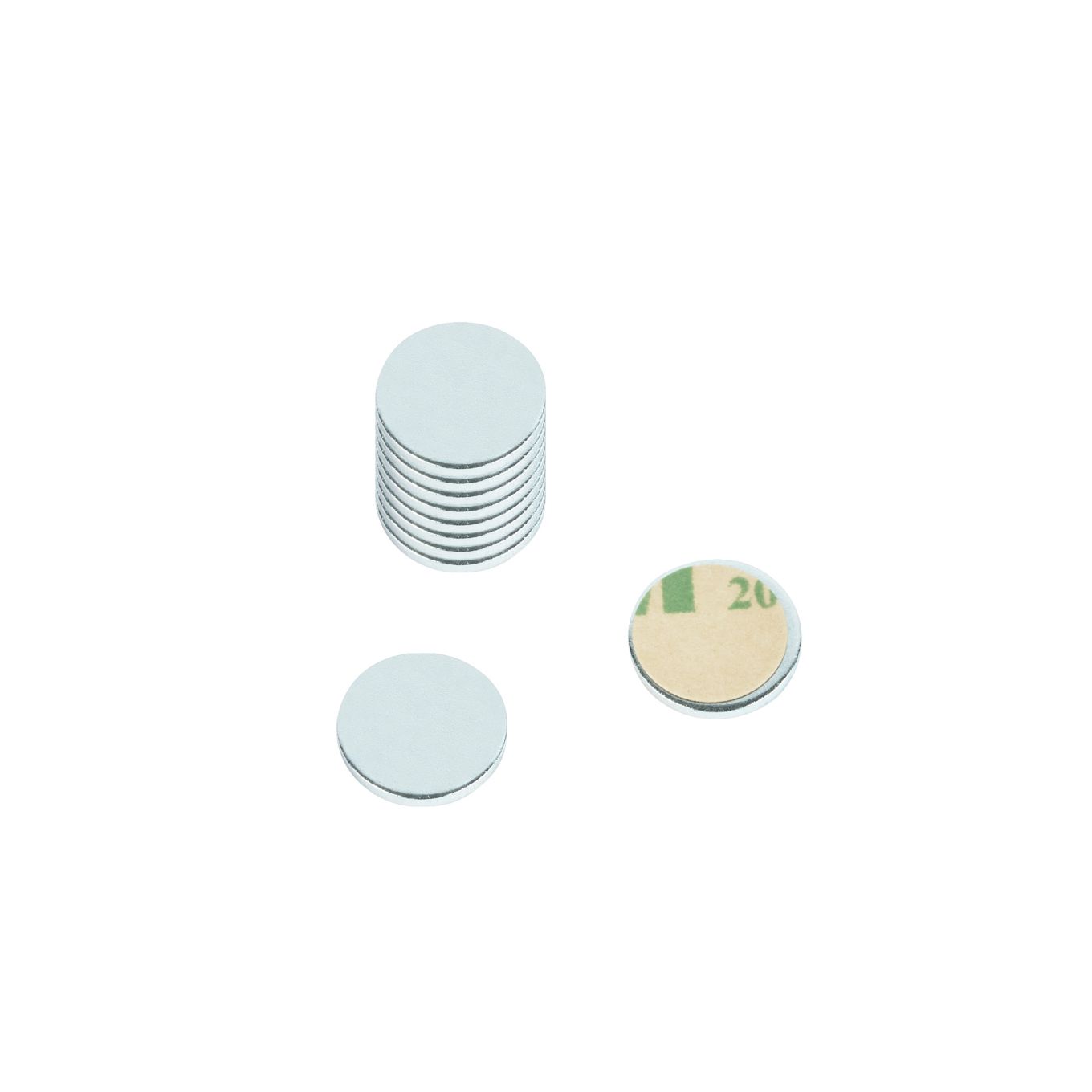 Nickel Plated Mild Steel Disc with 3M Self-Adhesive - 3/8 in. dia x 1/32 in. thick