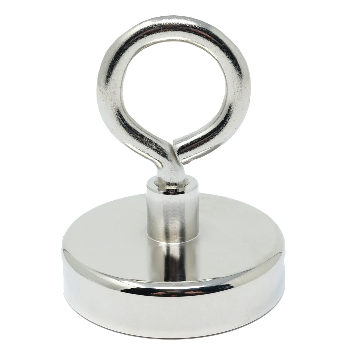 N42 Neodymium Clamping Magnet with M10 Eyebolt - Machine Lathed - 3 in. dia - 441lbs Pull