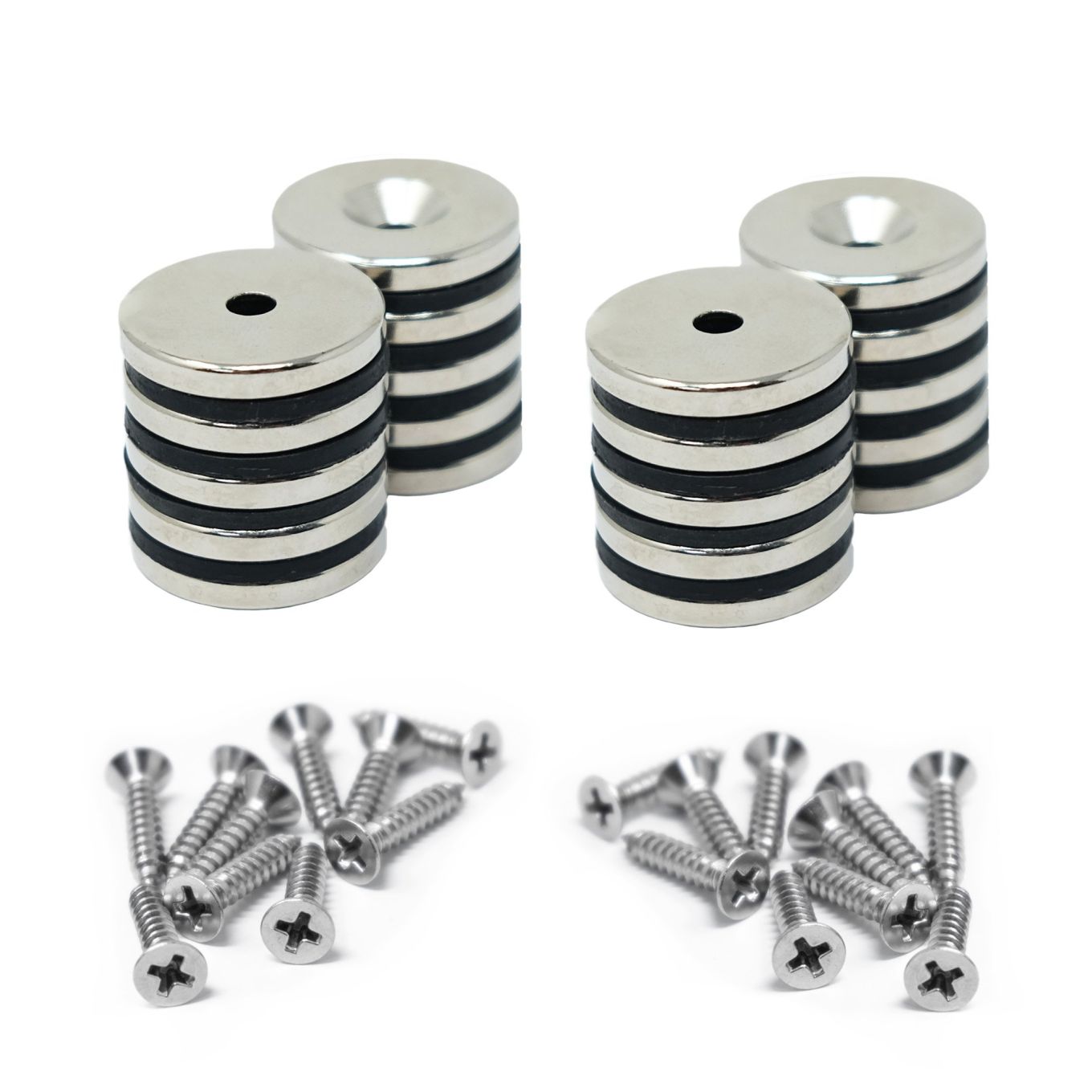 North & South Neodymium Countersunk Magnets & Screws Pack - 13/16 in. dia x 1/8 in. thick