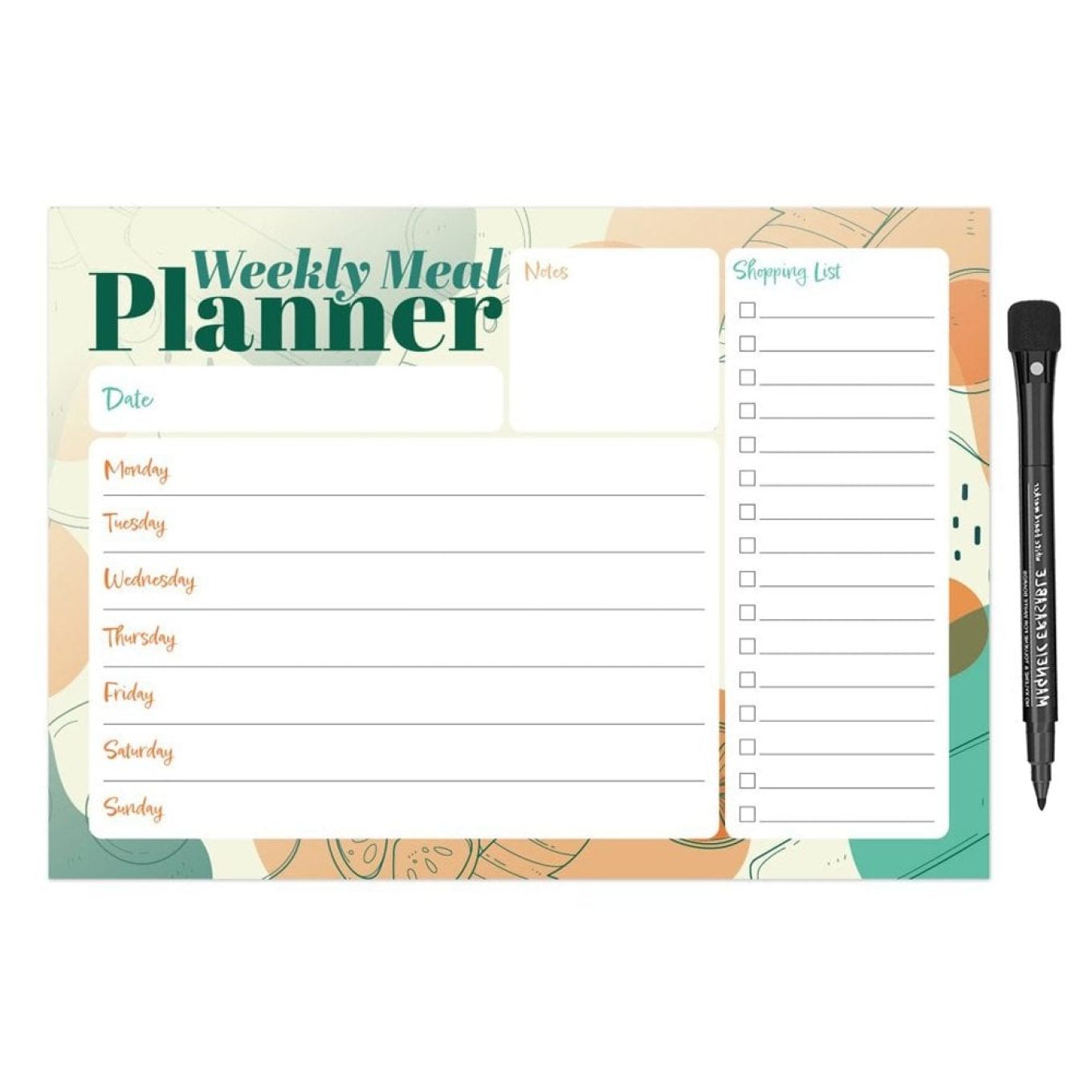 MagFlex® A4 Abstract Weekly Meal Planner Refrigerator Magnet - Flexible Magnetic Sheet