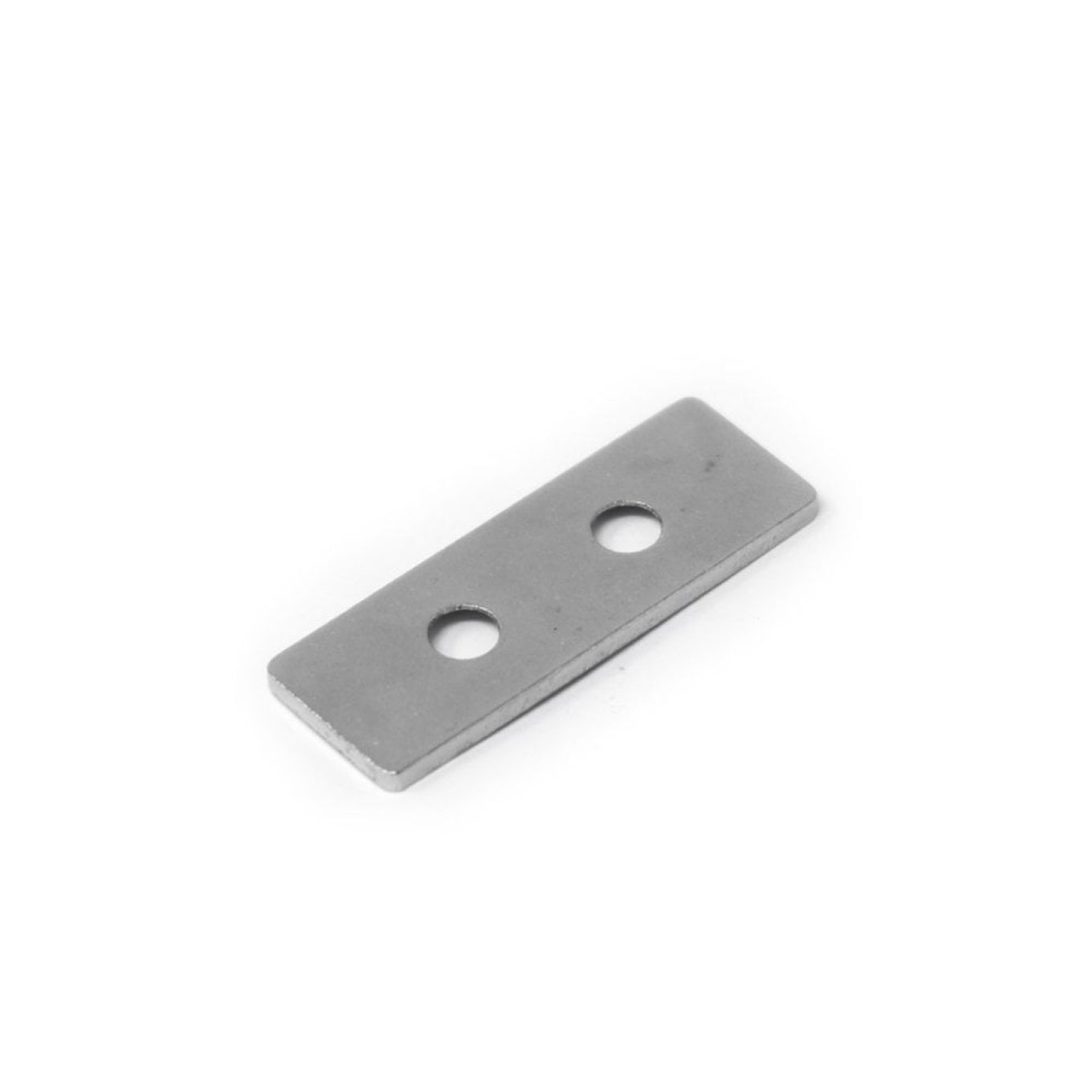 Nickel Plated Mild Steel Plate - 1.16 in. x 9/16 in. x 1/32 in. thick + 2x 1/32 in. c/sunk holes (Pack of 1)