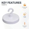 Ceramic White Painted Clamping Magnet with M4 Hook - 1-9/16 in. dia - 22.49lbs Pull