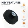 Rubber Coated POS Magnet Countersunk with M4 Boss Thread - 7/8 in. dia x 1/4 in. high - Black - 11.02lbs Pull