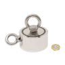 N42 Neodymium Pot Magnet with 2x M10 Eyebolts - 3 in. dia x 1 in. - 441lbs Pull
