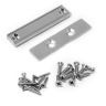 Countersunk Magnet & Steel Plate Pack - 1-9/16 in. x 17/32 in. x 3/16 in. thick Neodymium Channel Magnet w/ 2x 3.3mm c/sunk holes - 37.5lbs Pull