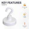 Ceramic White Painted Clamping Magnet with M4 Hook - 1 in. dia - 8.82lbs Pull