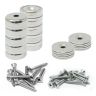 Neodymium Pot Magnets, Steel Discs & Screws Pack - 1 in. dia