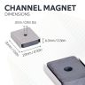 Ceramic Stainless Steel Channel Magnet - 1 in. x 29/32 in. x 1/4 in. thick x 1/8 in. hole - 13.45lbs Pull
