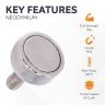 N42 Neodymium Pot Magnet with M3 Stud - 3/8 in. dia x 3/16 in. thick - 6.61lbs Pull