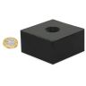 N52 Neodymium Rubber Coated Square Magnet - 1-7/8 in. x 1-7/8 in. x 1 in. thick with 5/16 in. dia Countersunk Hole - 185.22lbs Pull (North/South)