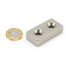 N42 Neodymium Countersunk Rectangular Magnet - 1-9/16 in. x 13/16 in. x 3/8 in. thick x 3/16 in. Hole - 53.8lbs Pull