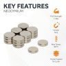 N42 Neodymium Disc Magnet - 3/8 in. dia x 1/16 in. thick - 3.08lbs Pull