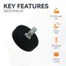 Black Rubber Coated POS Magnet Countersunk with M4 3/8 in. External Thread - 7/8 in. dia x 1/4 in. thick