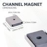 Ceramic Channel Magnet - 1 in. x 1 in. x 1/4 in. thick x 1/8 in. hole - 13.45lbs Pull