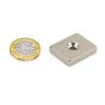 N42 Neodymium Countersunk Rectangular Magnet - 1 in. x 13/16 in. x 1/8 in. Hole - 21.6lbs Pull
