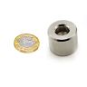 N42 Neodymium Cylindrical Magnet - 1 in. dia x 13/16 in. thick x 1/4 in. hole - 44.01lbs Pull