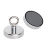 Ceramic Recovery Magnet with M10 Eyebolt - 3-5/32 in. dia x 2-3/4 in. tall - 132.3lbs Pull