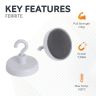 Ceramic White Painted Clamping Magnet with M4 Hook - 1-1/4 in. dia - 16.1lbs Pull