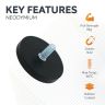 Black Rubber Coated POS Magnet Countersunk with M6 x 19/32 in. External Thread - 1-9/16 in. dia x 1/4 in. thick